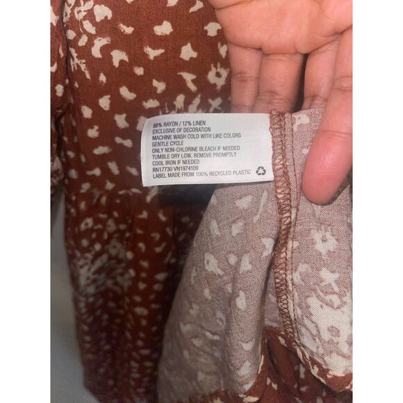 Knox Rose XS Mini Dress Brown Floral Boho Peasant Style - Picture 3 of 5